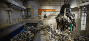 EfW Claw grabbing waste sample at an EfW facility