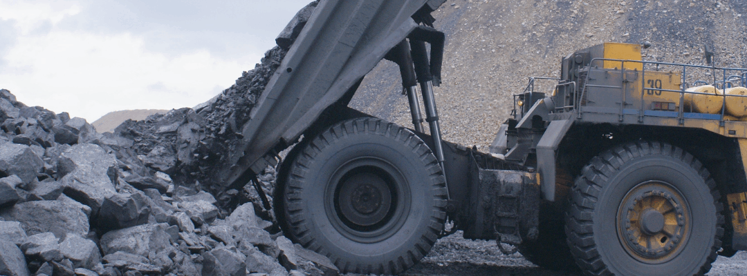 Coal being unloaded at a mine site